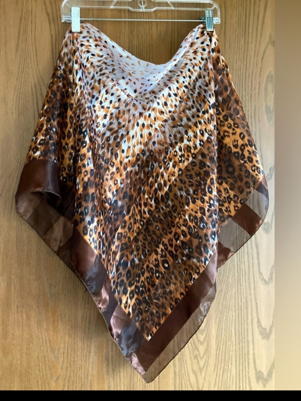 Italian Animal Print Silk-like Square Scarf, Large,38.5"X 38.5"
